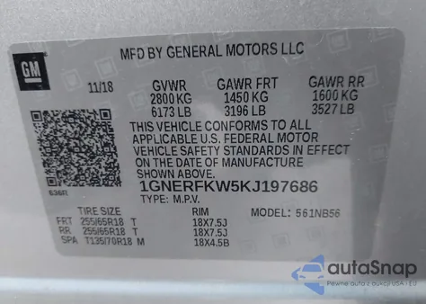 2019 Chevrolet Traverse Ls from USA, damaged, VIN 1GNERFKW5KJ197686